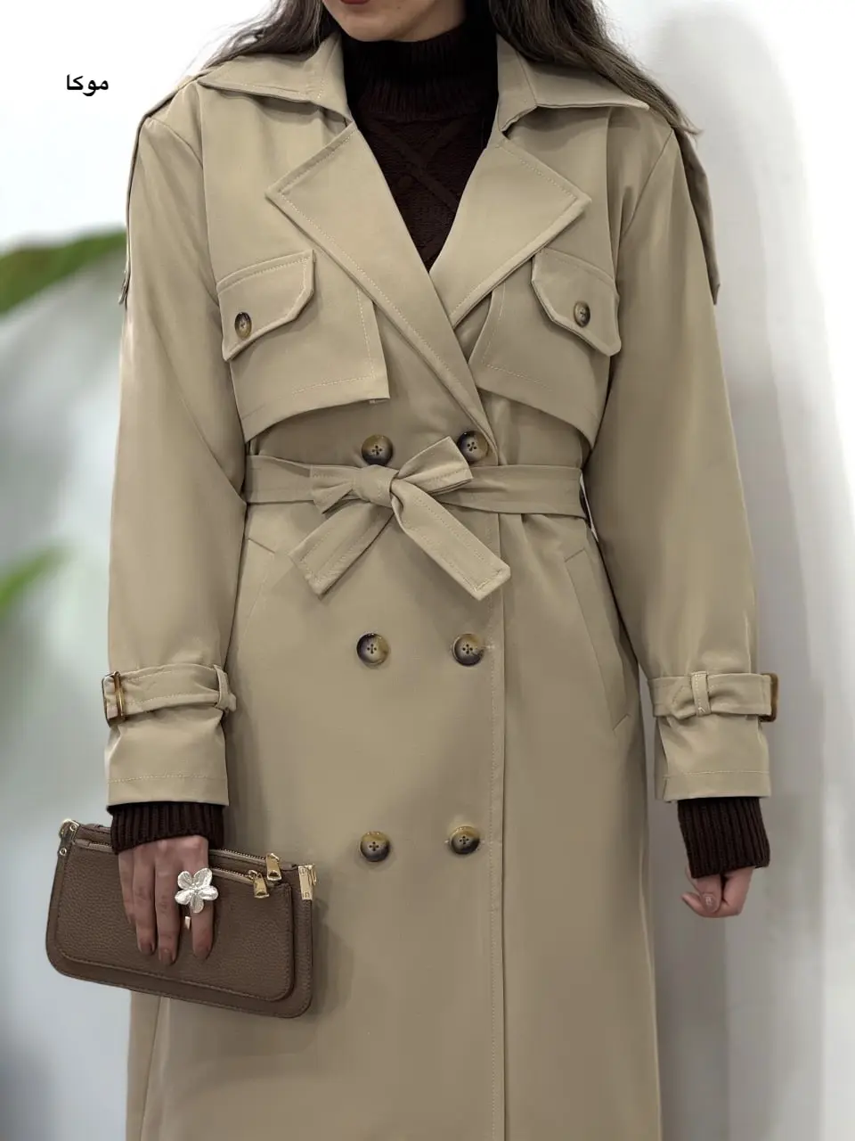 ترنچ کت بلند ضدآب غزال 1